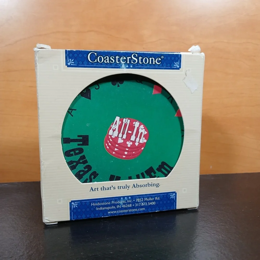 Set Of 4 Absorbent Stone Coasters - Texas Hold 'Em Poker By Coaster Stone